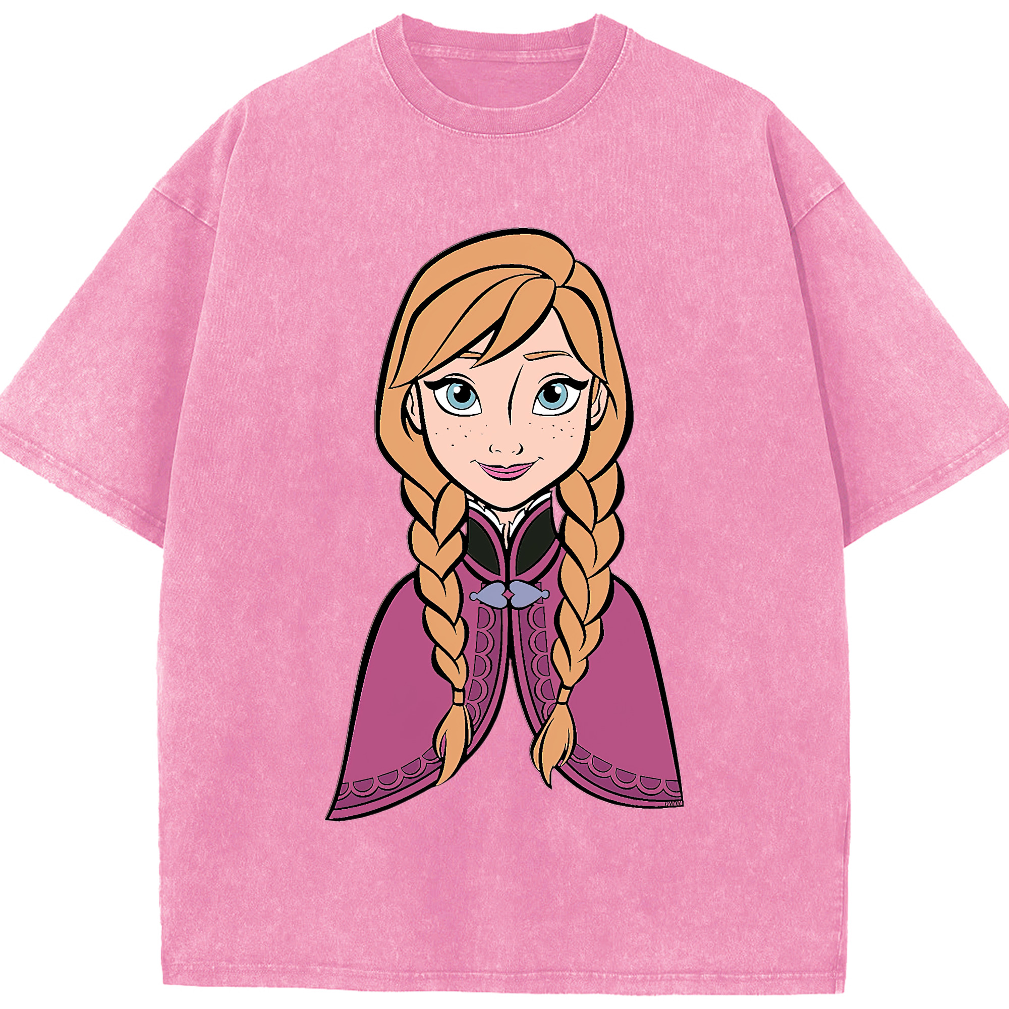 （画像用） アナと雪の女王 アンナ エルサ Frozen Anna Elsa 綿100% ヴィンテージ風 半袖Tシャツ（フロントプリント）
